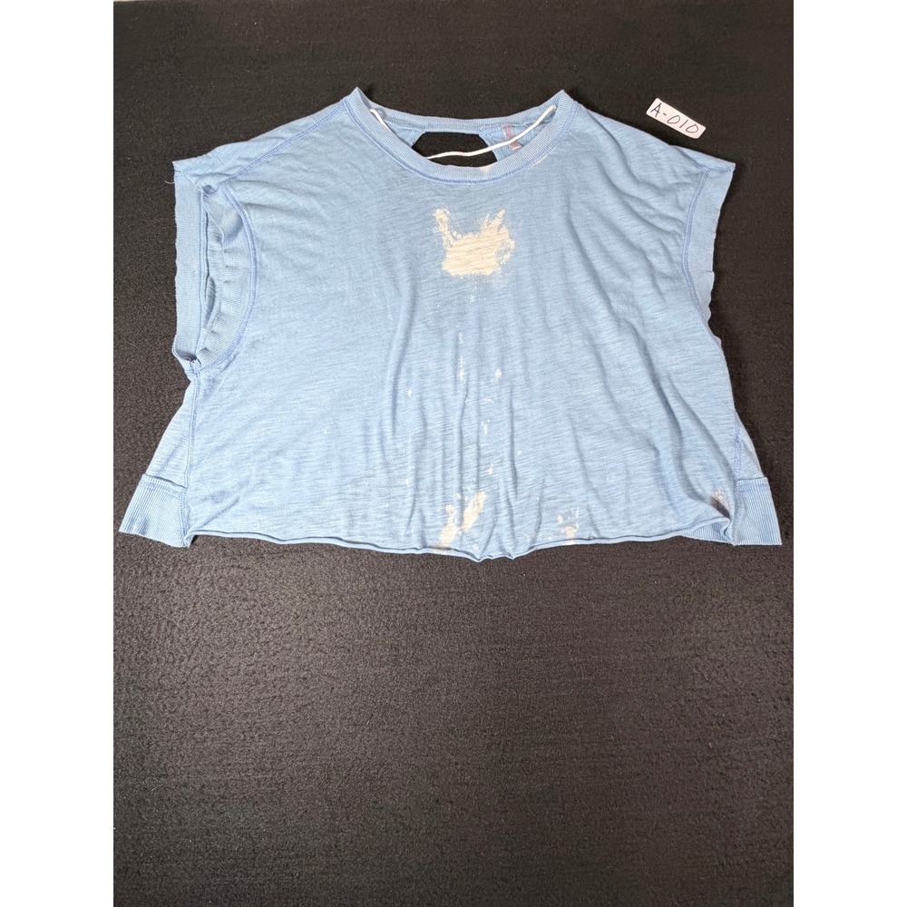 FP Movement Free People Blue Bleach Splatter Open Back Muscle Tee Small